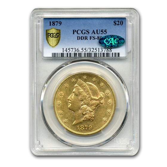 1879 $20 Liberty Gold Double Eagle AU-55 PCGS CAC (DDR, FS-801) 1879 $20 Liberty Gold Double Eagle AU-55 PCGS CAC (DDR, FS-801)