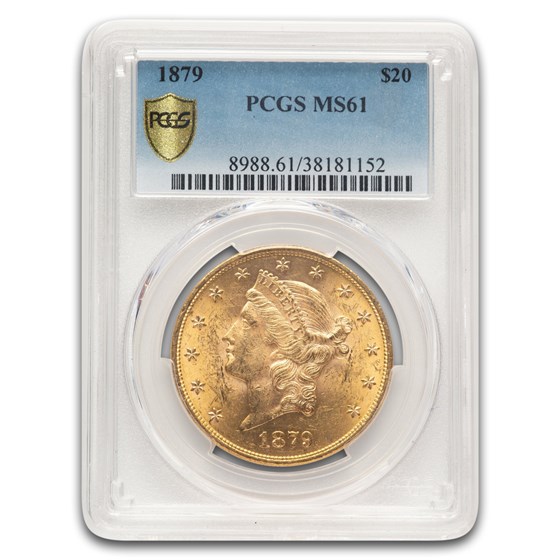 1879 $20 Liberty Gold Double Eagle MS-61 PCGS