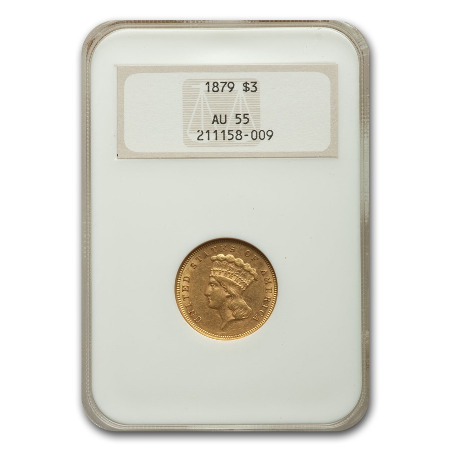 1879 $3 Gold Princess AU-55 NGC