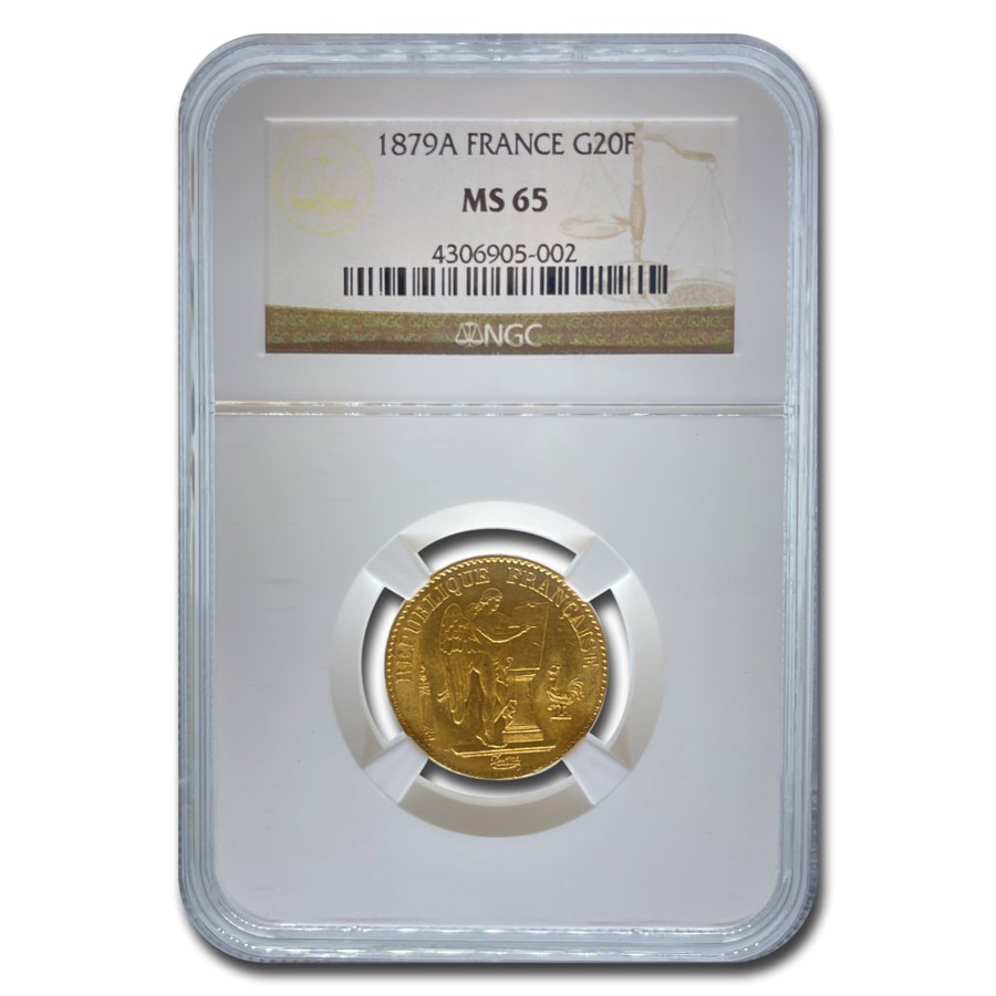 Buy 1879-A France Gold 20 Francs Angel MS-65 NGC | APMEX