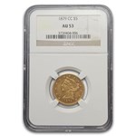 1879-CC $5 Liberty Gold Half Eagle AU-53 NGC