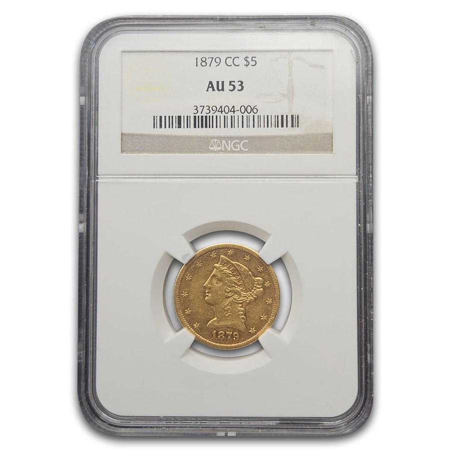 1879-CC $5 Liberty Gold Half Eagle AU-53 NGC