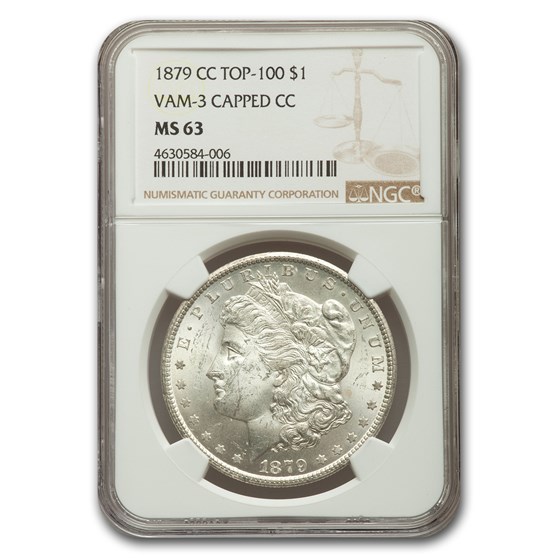 1879-CC Morgan Dollar MS-63 NGC (VAM-3 Capped CC) 1879-CC Morgan Dollar MS-63 NGC (VAM-3 Capped CC)