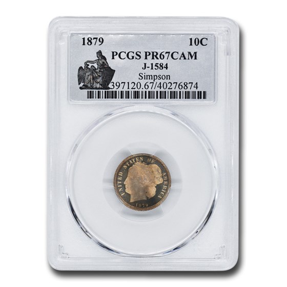 1879 Dime Pattern PR-67 Cameo PCGS (J-1584) 1879 Dime Pattern PR-67 Cameo PCGS (J-1584)