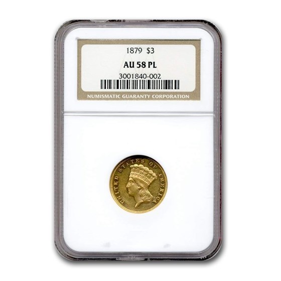 1879 Gold $3 Princess AU-58 NGC (PL) 1879 Gold $3 Princess AU-58 NGC (PL)