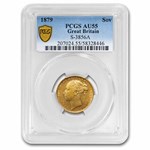 1879 Great Britain Gold Sovereign Victoria Young Head AU-55 PCGS
