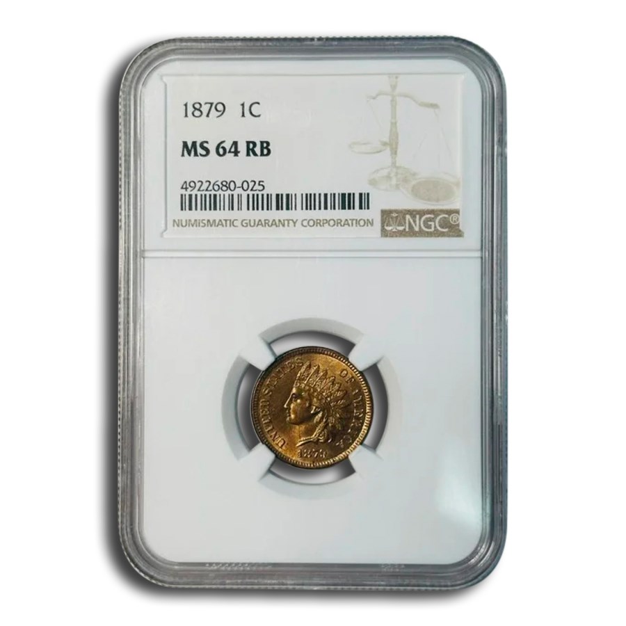 1879 Indian Head Cent MS-64 NGC (Red/Brown)