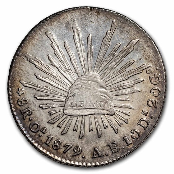 1879-Oa AE Mexico Silver 8 Reales Cap & Rays AU 1879-Oa AE Mexico Silver 8 Reales Cap & Rays AU