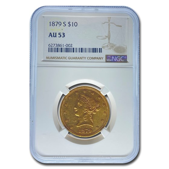 1879-S $10 Liberty Gold Eagle AU-53 NGC 1879-S $10 Liberty Gold Eagle AU-53 NGC