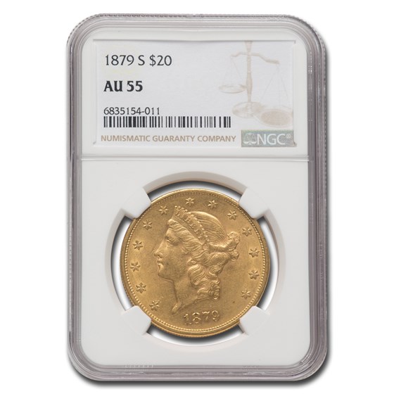 1879-S $20 Liberty Gold Double Eagle AU-55 NGC 1879-S $20 Liberty Gold Double Eagle AU-55 NGC