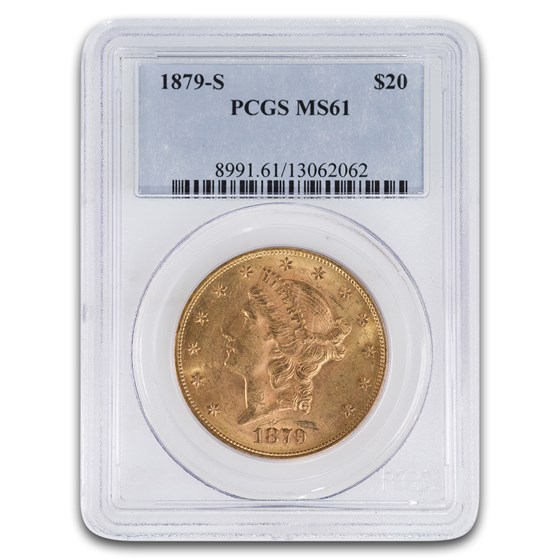 1879-S $20 Liberty Gold Double Eagle MS-61 PCGS