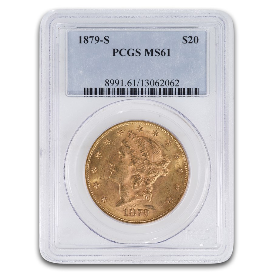 1879-S $20 Liberty Gold Double Eagle MS-61 PCGS
