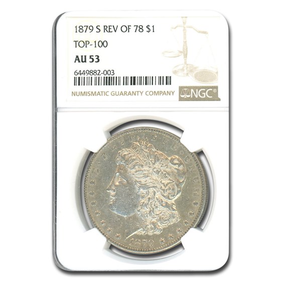1879-S Morgan Dollar Rev of 78 AU-53 NGC (Top-100) 1879-S Morgan Dollar Rev of 78 AU-53 NGC (Top-100)