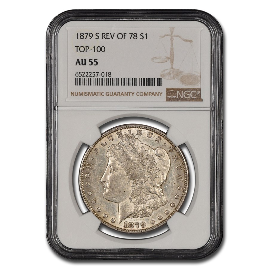 1879 S rev 78 モルガンドル PCGS AU 55