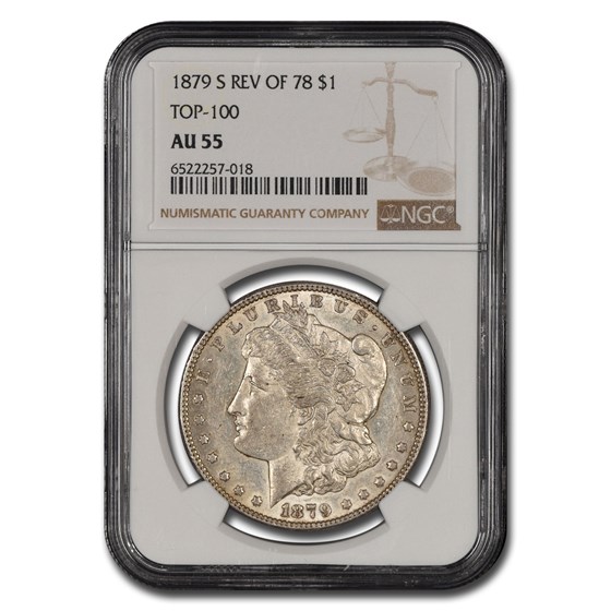 1879-S Morgan Dollar Rev of 78 AU-55 NGC (Top-100) 1879-S Morgan Dollar Rev of 78 AU-55 NGC (Top-100)