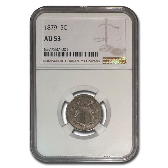 1879 Shield Nickel AU-53 NGC 1879 Shield Nickel AU-53 NGC