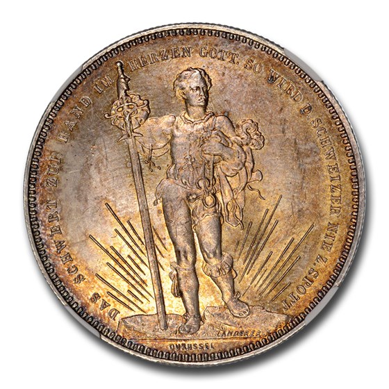 1879 Switzerland Silver 5 Francs Shooting Thaler MS-65+ NGC