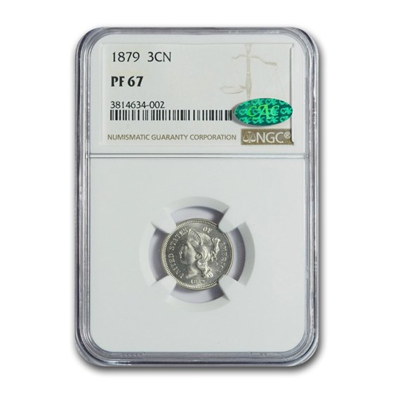 1879 Three Cent Nickel PF-67 NGC CAC 1879 Three Cent Nickel PF-67 NGC CAC