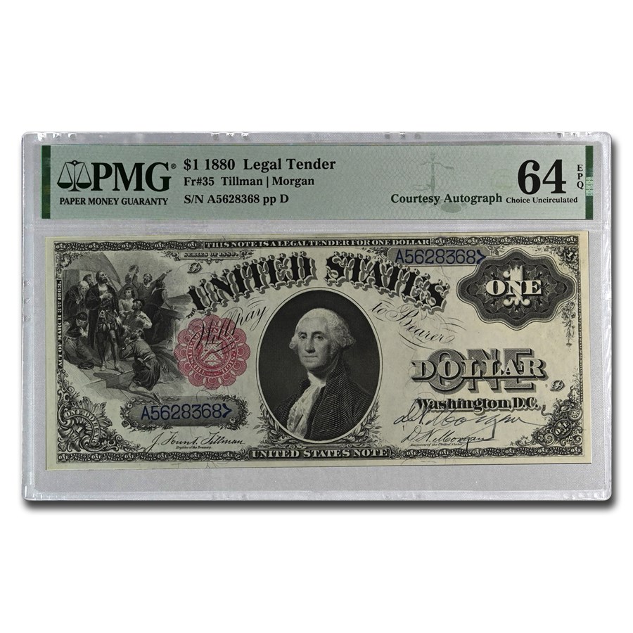 1880 $1.00 Legal Tender CU-64 EPQ PMG (Fr#35) Courtesy Autograph