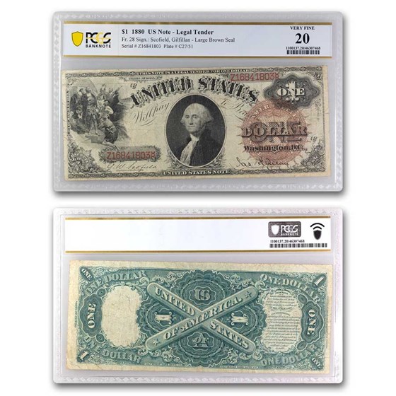 1880 $1.00 Legal Tender VF-20 PCGS (Fr#28) 1880 $1.00 Legal Tender VF-20 PCGS (Fr#28)
