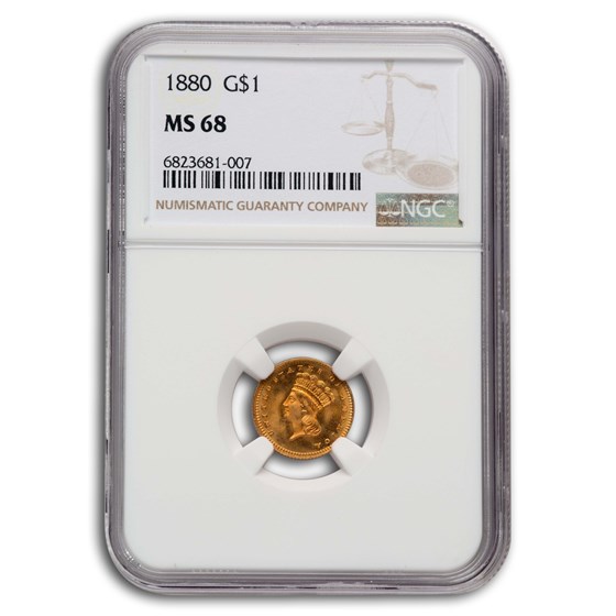 1880 $1 Indian Head Gold Dollar Type 3 MS-68 NGC