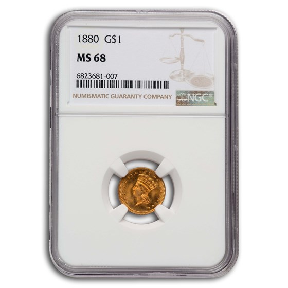 1880 $1 Indian Head Gold Dollar Type 3 MS-68 NGC 1880 $1 Indian Head Gold Dollar Type 3 MS-68 NGC