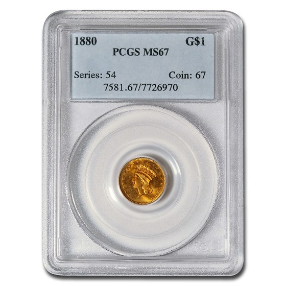 1880 $1 Indian Head Gold MS-67 PCGS 1880 $1 Indian Head Gold MS-67 PCGS