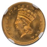 1880 $1 Indian Head Gold MS-68 NGC