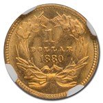 1880 $1 Indian Head Gold MS-68 NGC