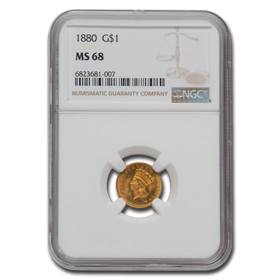 1880 $1 Indian Head Gold MS-68 NGC