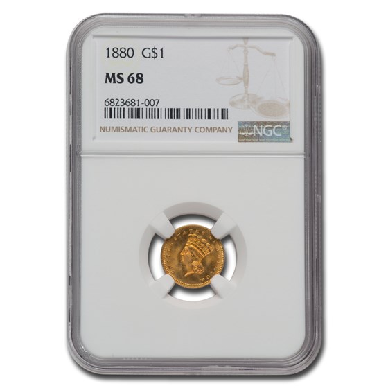 1880 $1 Indian Head Gold MS-68 NGC 1880 $1 Indian Head Gold MS-68 NGC