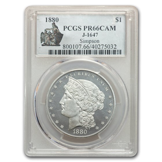 1880 $1 Pattern Dollar PR-66 Cameo PCGS (J-1628) 1880 $1 Pattern Dollar PR-66 Cameo PCGS (J-1628)