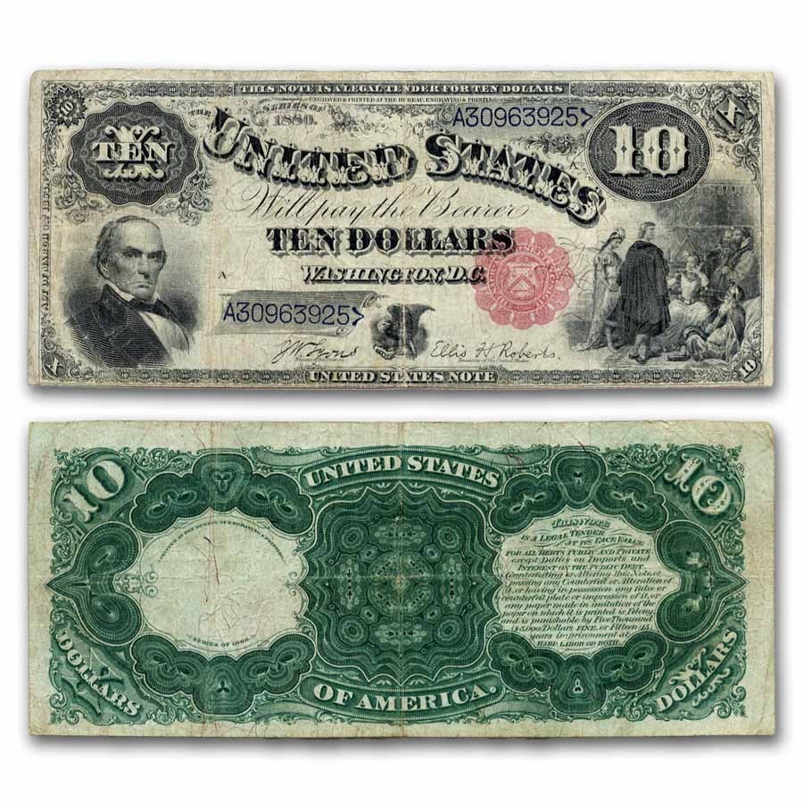 1880 $10 Legal Tender Daniel Webster F (Fr#113)