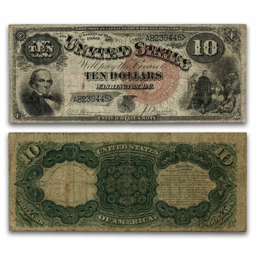 1880 $10 Legal Tender Daniel Webster Fine (Fr#107)