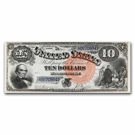 1880 $10 Legal Tender Head of Daniel Webster CU (Fr#107)