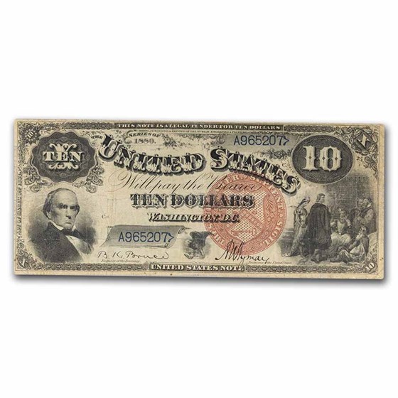 1880 $10 Legal Tender Head of Daniel Webster Fine+ (Fr#103)