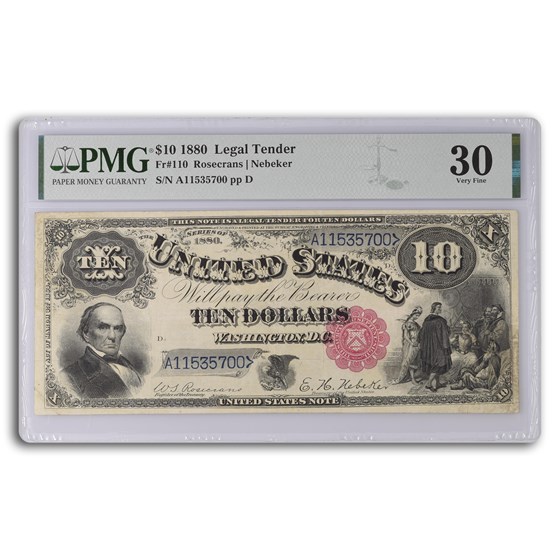 1880 $10 Legal Tender VF-30 PMG (Fr#110) 1880 $10 Legal Tender VF-30 PMG (Fr#110)