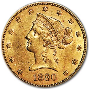 1880 $10 Liberty Gold Eagle AU 1880 $10 Liberty Gold Eagle AU