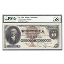 1880 $10 Silver Certificate Robert Morris AU-58 EPQ PMG (Fr#288)
