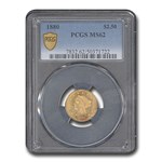 1880 $2.50 Liberty Gold Quarter Eagle MS-62 PCGS