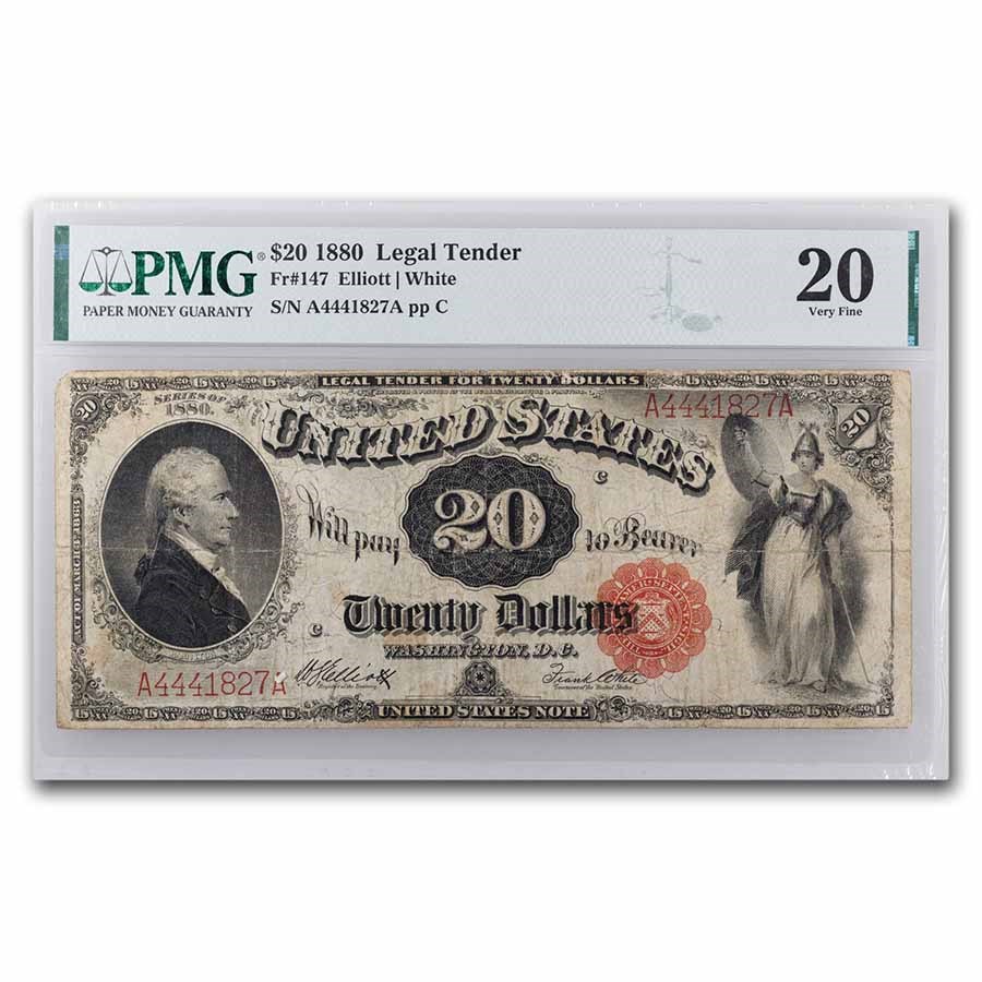 1880 $20 Legal Tender Alexander Hamilton VF-20 PMG (Fr#147)