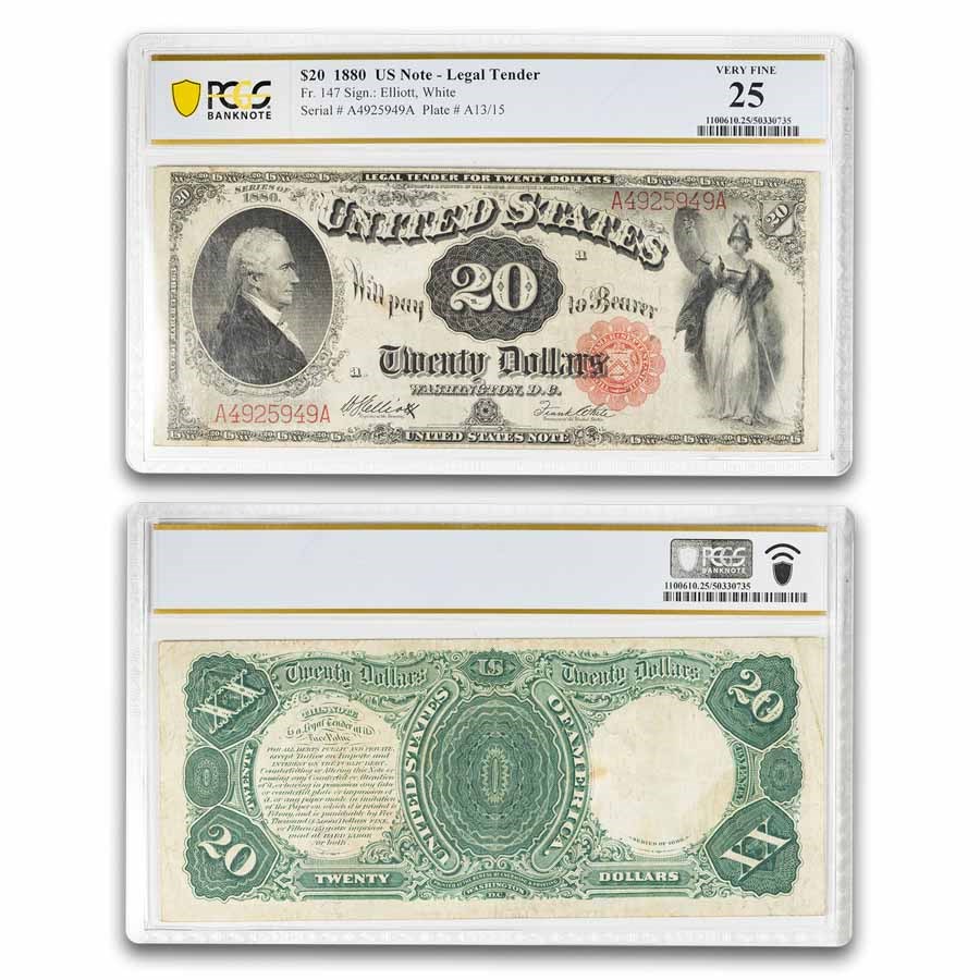1880 $20 Legal Tender Alexander Hamilton VF-25 PCGS (Fr#147)