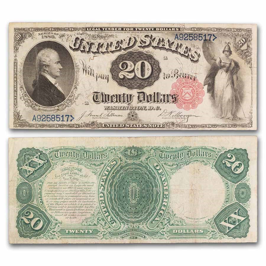 1880 $20 Legal Tender Alexander Hamilton VF (Fr#141)