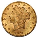 1880 $20 Liberty Gold Double Eagle MS-61 PCGS CAC