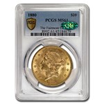 1880 $20 Liberty Gold Double Eagle MS-61 PCGS CAC