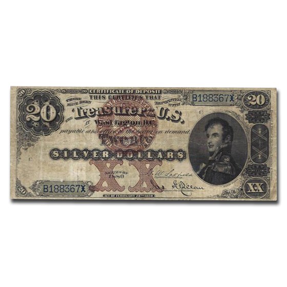 Buy 1880 $20 Silver Cert. Stephen Decatur VF-20 PCGS (Fr#309) App | APMEX
