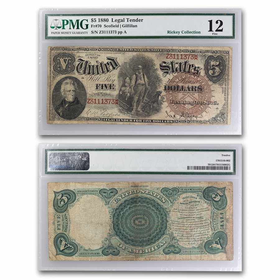 1880 $5.00 Legal Tender Woodchopper F-12 PMG (Fr#70)