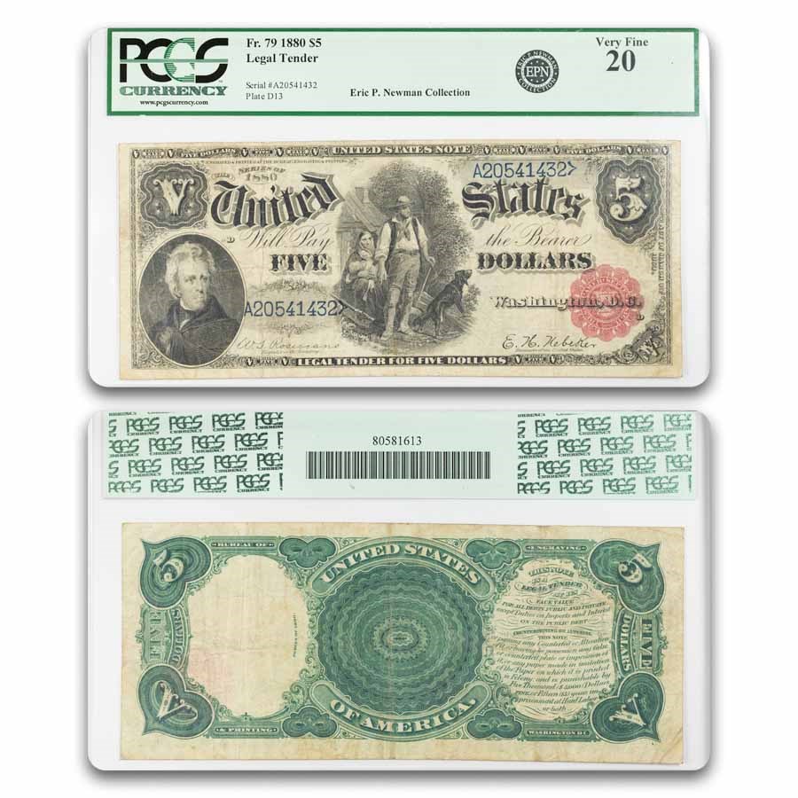 1880 $5.00 Legal Tender Woodchopper VF-20 PCGS (Fr#79)