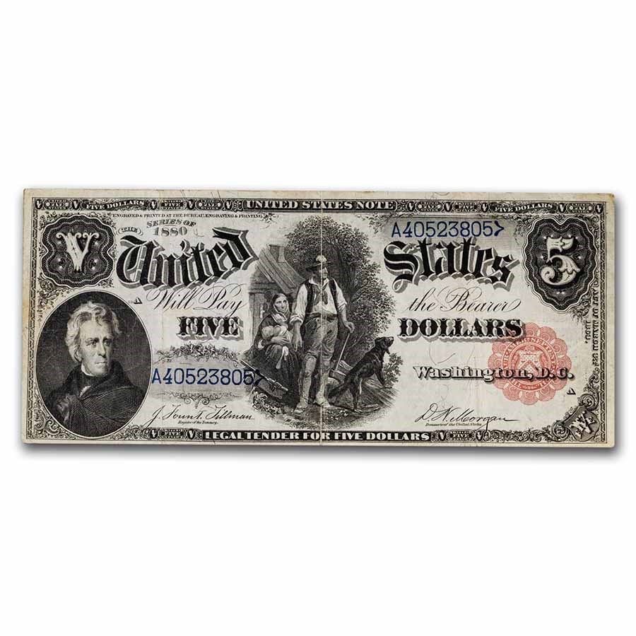 1880 $5.00 Legal Tender Woodchopper VF (Fr#80)