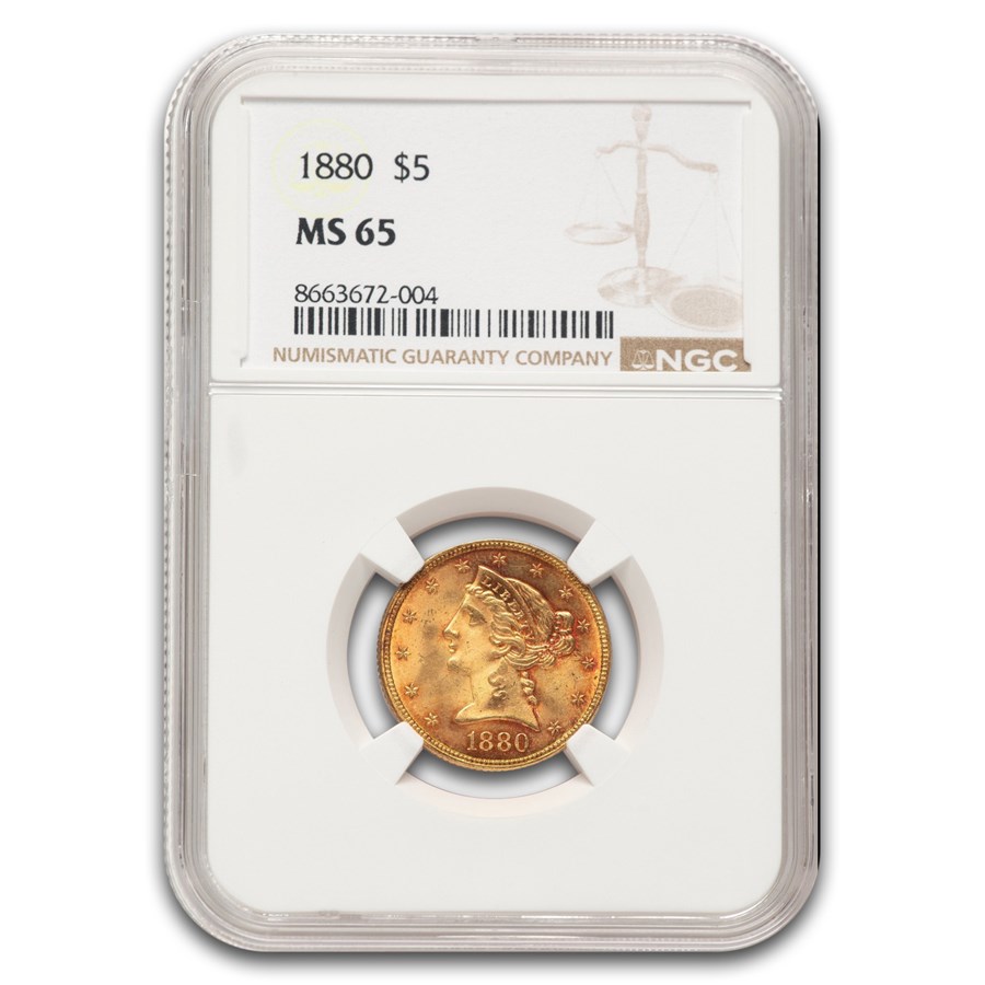 1880 $5 Liberty Gold Half Eagle MS-65 NGC